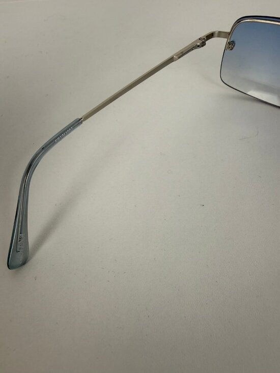 Rimless Womens Retro Rectangle UV400 Y2K 90s Ombre Baby Blue Sunglasses main image 4